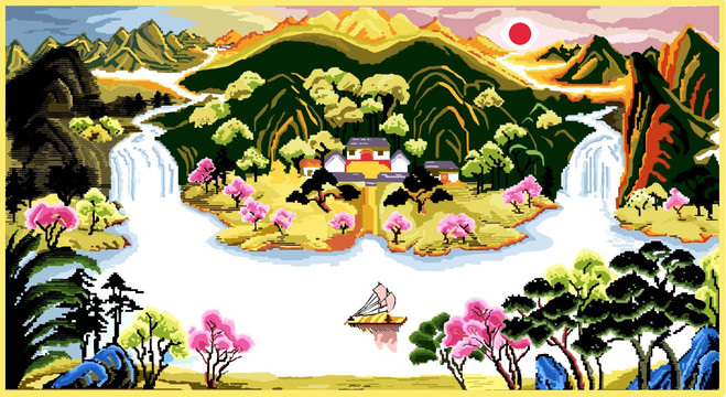 山水 地毯花紋底紋 圖案設(shè)計(jì)