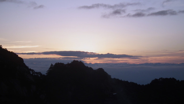 黄山  日出 蓝天白云