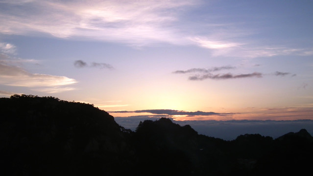 黄山 日出 蓝天白云