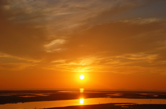 北戴河湿地公园 日出 湿地