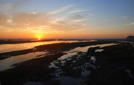 北戴河湿地公园 日出 湿地