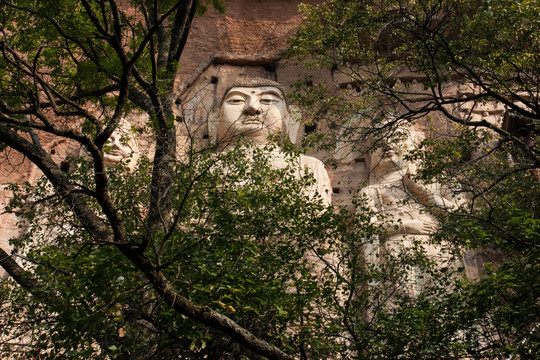 麦积山石窟 造像 泥塑 仰视