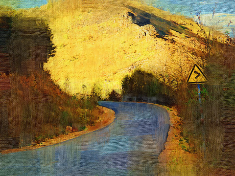 山路 電腦油畫