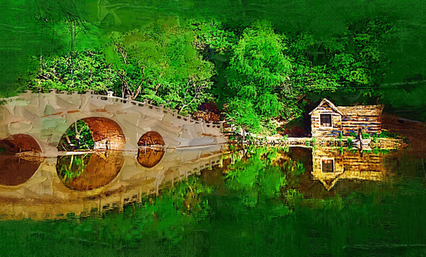 在水一方 電腦油畫(huà)