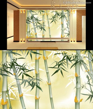 藝術(shù)玻璃浮雕背景  竹