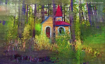 装饰画 森林木屋