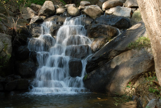 瀑布 溪水 山石 山泉瀑布