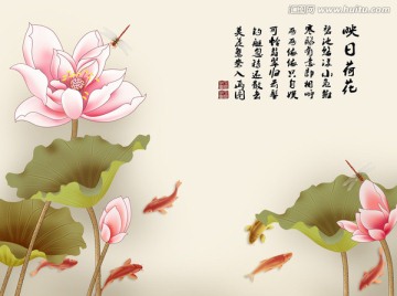 壁畫 映日荷花