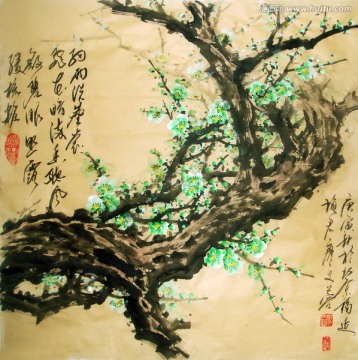 國(guó)畫(huà)綠梅