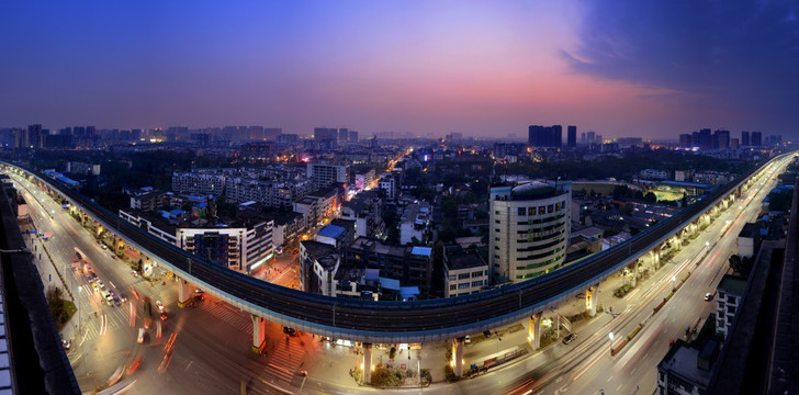 郫县夜景全景图（高清接片）