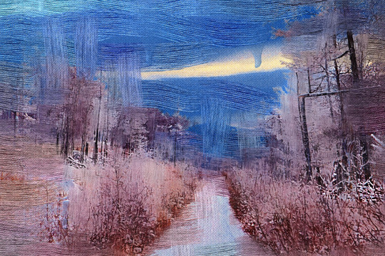 裝飾畫 雪路