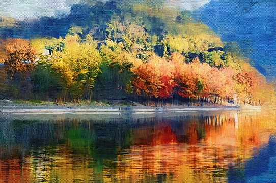 油畫 秋色