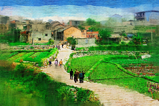 青巖古鎮(zhèn) 電腦油畫