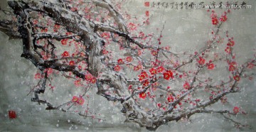 國(guó)畫雪梅 紅