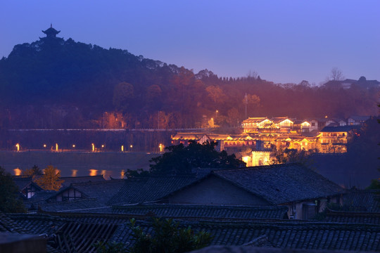 四川阆中古城夜景