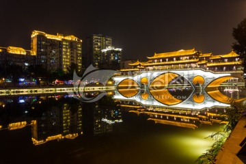 成都锦江安顺廊桥夜景