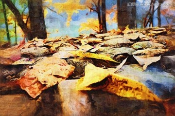油畫 樹林