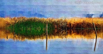 蘆葦 油畫