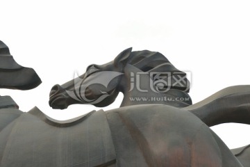 雕塑 马 铜马 三匹马