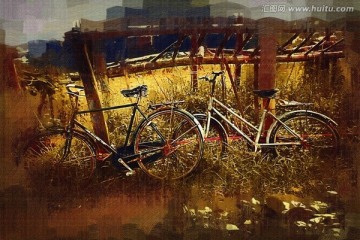 抽象画 自行车