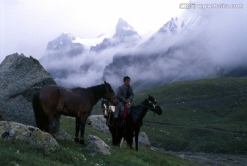 天山秘境 天山牧场 牧马人