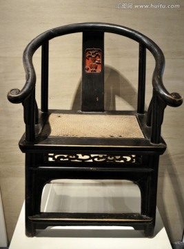 黑漆博古纹圈椅  古代家具
