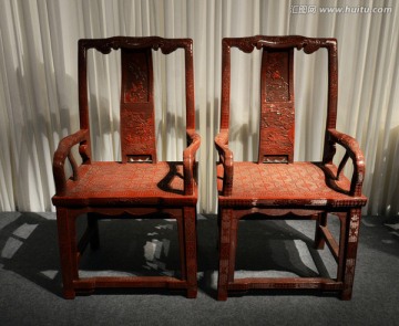 剔红雕花太师椅   古代家具