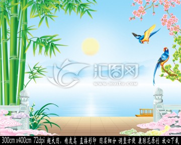 3D壁畫浮雕唯美背景墻