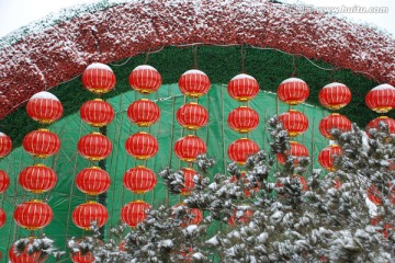 灯笼 大红灯笼 雪花 雪景