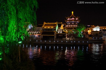 山塘街夜色 倒影 七里山塘