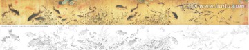 落花游魚圖溫郎春摹本