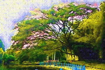 樹林油畫