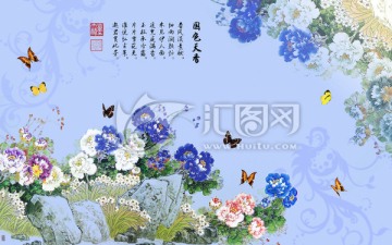 國色天香牡丹壁紙 背景墻