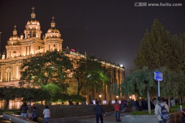 教堂 夜景 北京 王府井