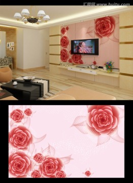 浪漫玫瑰电视背景墙装饰画