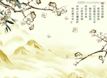 巨幅壁畫寫真  梅花香自苦寒來
