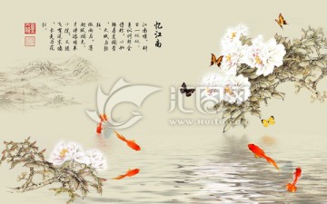 憶江南 白牡丹壁紙 壁畫 墻紙
