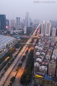 深圳都市风光 夜景 滨河大道