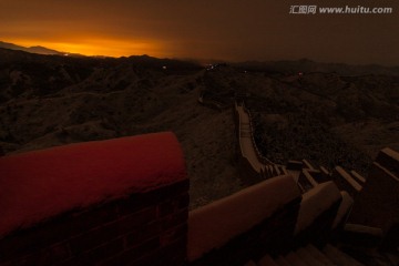 长城晨曦 夜色 浓云 朝霞