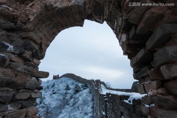 长城冬雪 烽火台 窗户 浓云