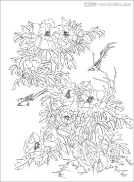 藝術(shù)玻璃矢量圖  花開(kāi)富貴