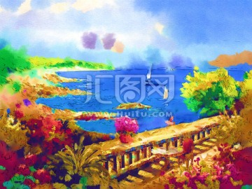 抽象地中海裝飾油畫