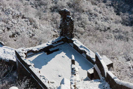 长城冬雪 敌楼 烽火台