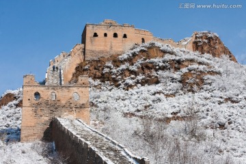 长城冬雪 树挂 雾凇 蓝天