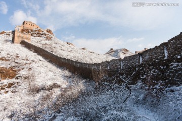 长城冬雪 树挂 雾凇 天空