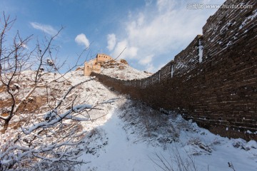 长城冬雪 树挂 雾凇 天空