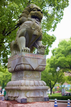 石狮子 雕塑 城市 商业银行