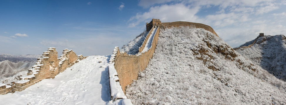 长城冬雪全景图 接片 下雪