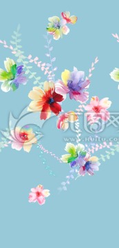 彩色水墨小花（去底分層）