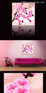 桃花無框畫
